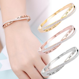 Vòng tay nữ titan số La Mã ver5 WVT584 Không đen không gỉ sét