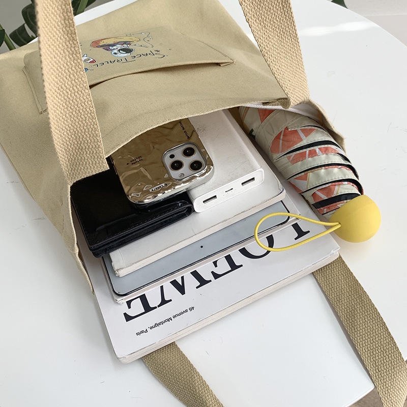 Túi Xách Canvas Sức Chứa Lớn Phong Cách Preppy Dễ Thương TTF260