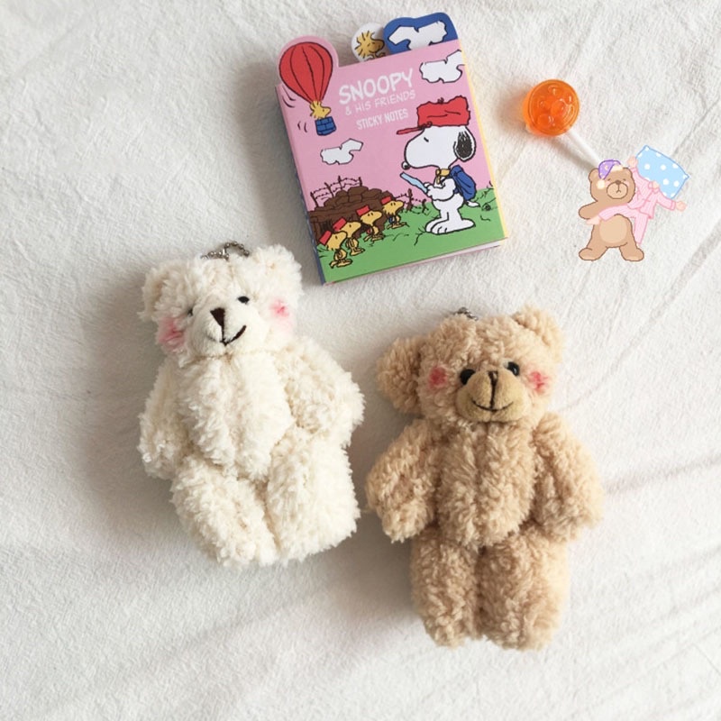 Gấu Nhồi Bông Mini Móc Khoá Hình Gấu Teddy dễ thương treo balo cute