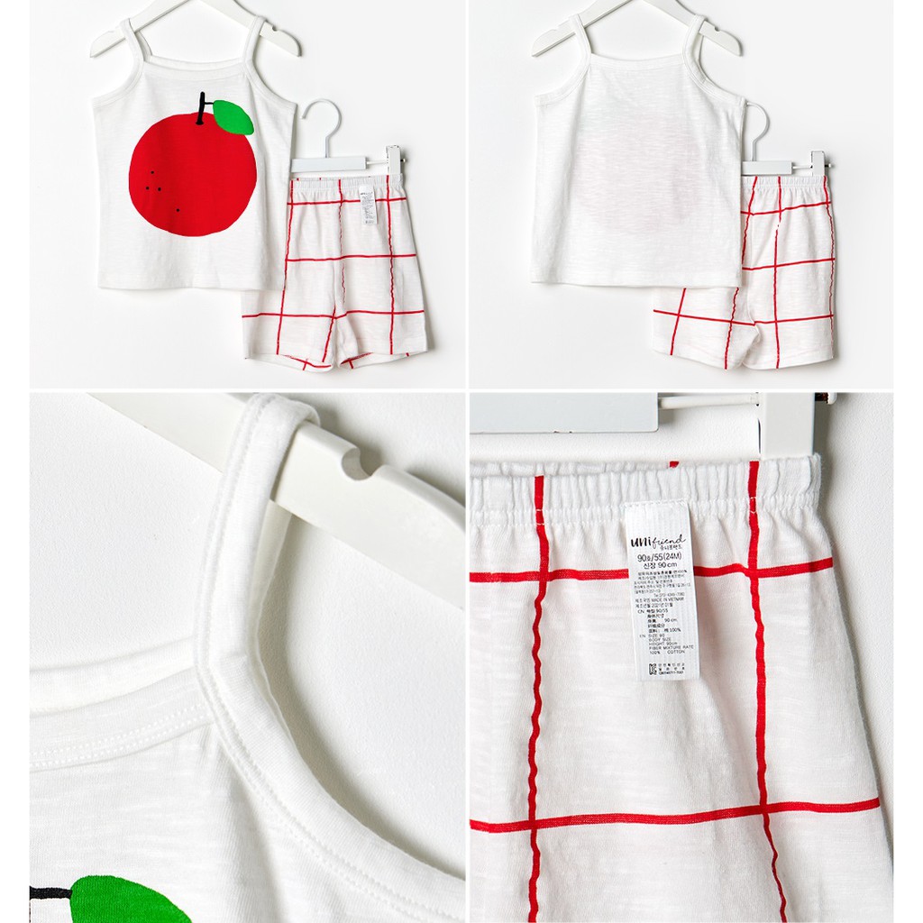 UNIFRIEND Kids Pajamas Girls Sleepwear Clothes Set Home Wear, String Sleeveless 100% Organic, Girls Pyjamas Nightwear