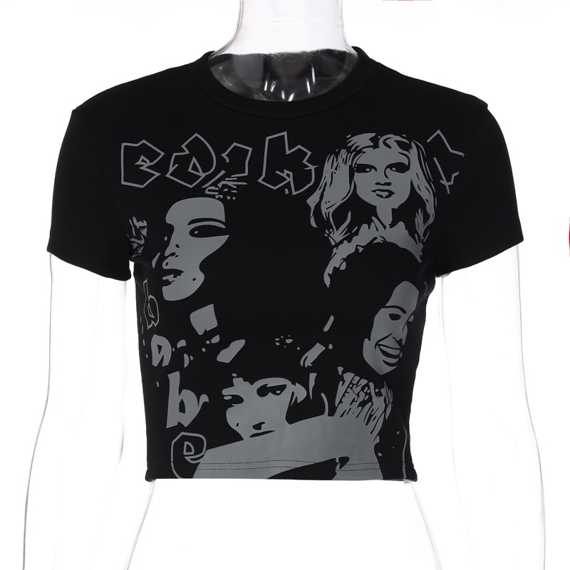 DUNEA Áo thun tay ngắn in họa tiết thời trang cho nữ