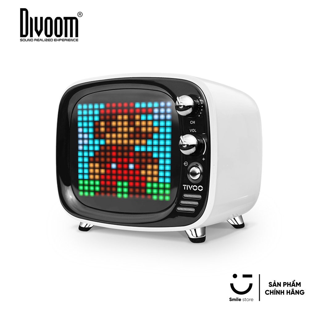 Loa Bluetooth Divoom TIVOO 6W Hình Dáng Tivi Cổ, Màn Hình LED 256 Full RGB LED - Hàng Chính Hãng