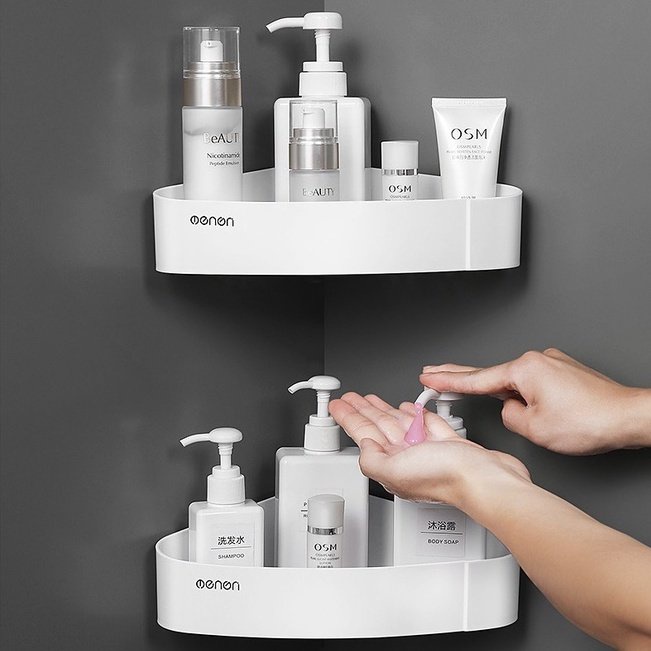 Kệ Tam Giác Dán Tường Oenon Nhà Tắm Chất Liệu Nhựa ABS, Giá Để Đồ Phòng Tắm Tặng Kèm Miếng Dán