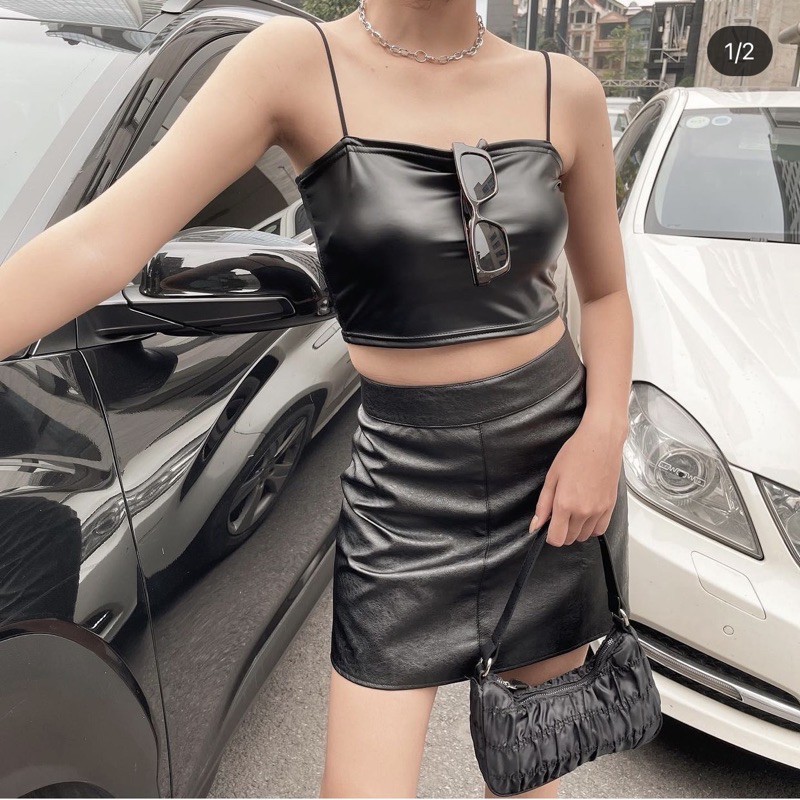 chân váy da chữ A đen | BigBuy360 - bigbuy360.vn