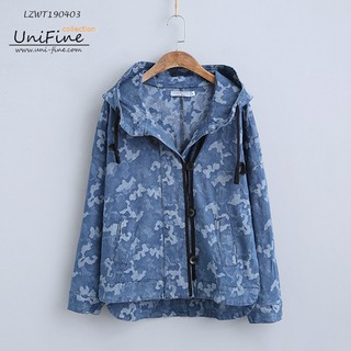 LZWT190403	-  Áo khoác nữ jean họa tiết lính