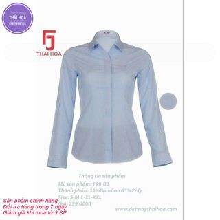 Áo sơ mi Thái Hòa cao cấp họa tiết hoa nhí xanh biển 198-02