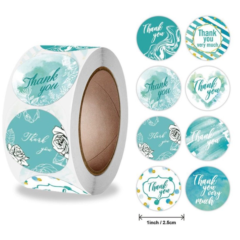 Cuộn 500 miếng sticker stick Thanh you dán nhãn cảm ơn gói quà cảm ơn STICK011