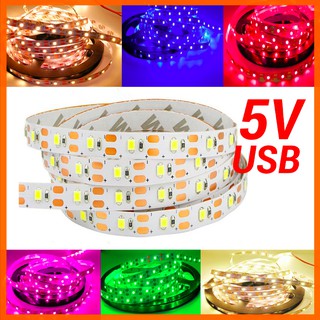 Đèn LED 5V 2835 màu đơn sắc,1 m loại trần có keo. Nối cổng USB siêu sáng an toàn. Đèn trang trí, đèn DIY lightbox
