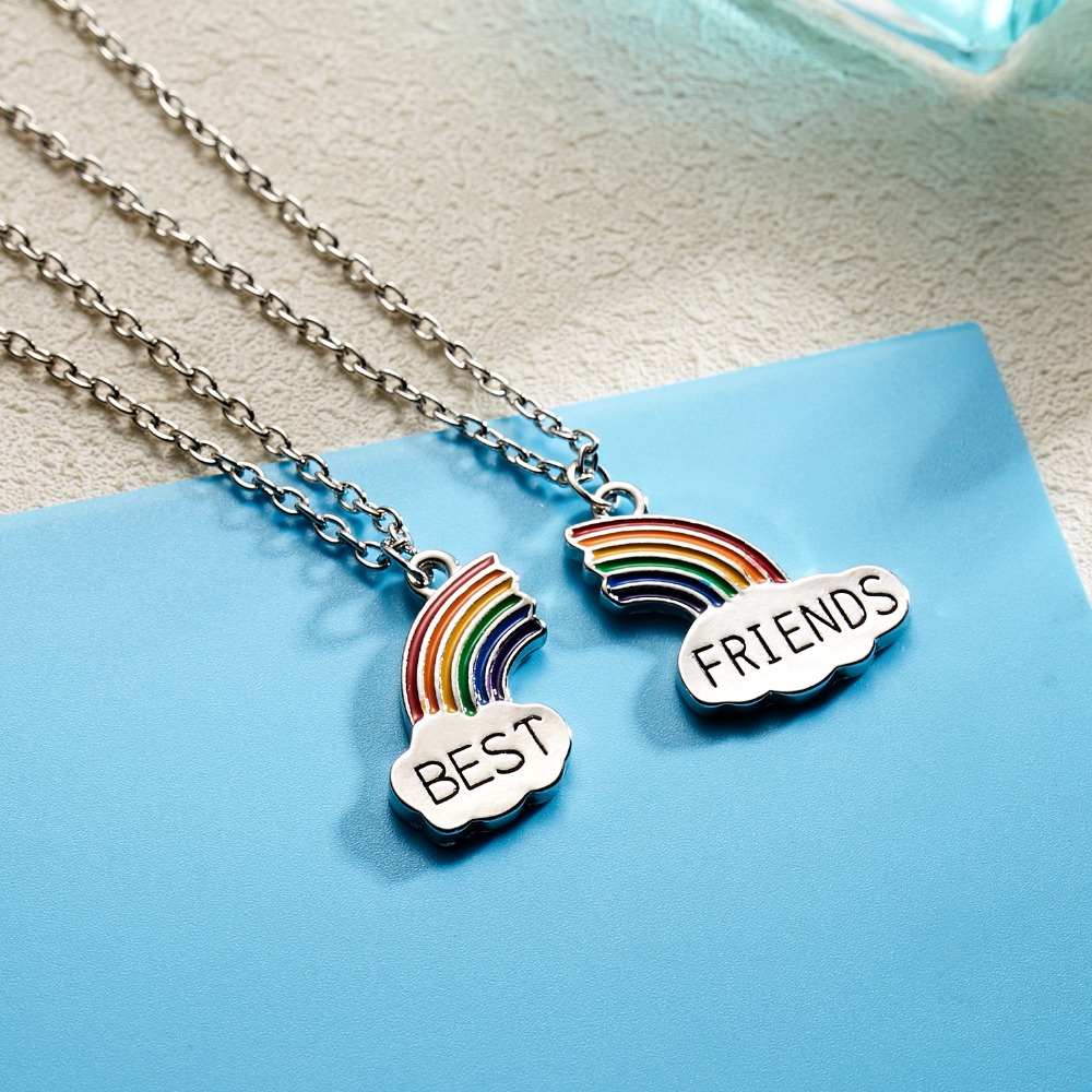 Set 2 vòng cổ Mặt Hình Mảnh Ghép Cầu Vồng Hoạt Hình