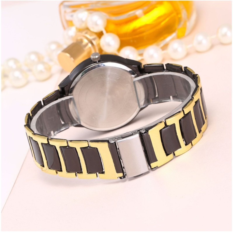 Đồng hồ nam Orlando số đính đá dây đen vàng thời trang ORD01 TẶNG vòng tỳ hưu may mắn -loại đẹp