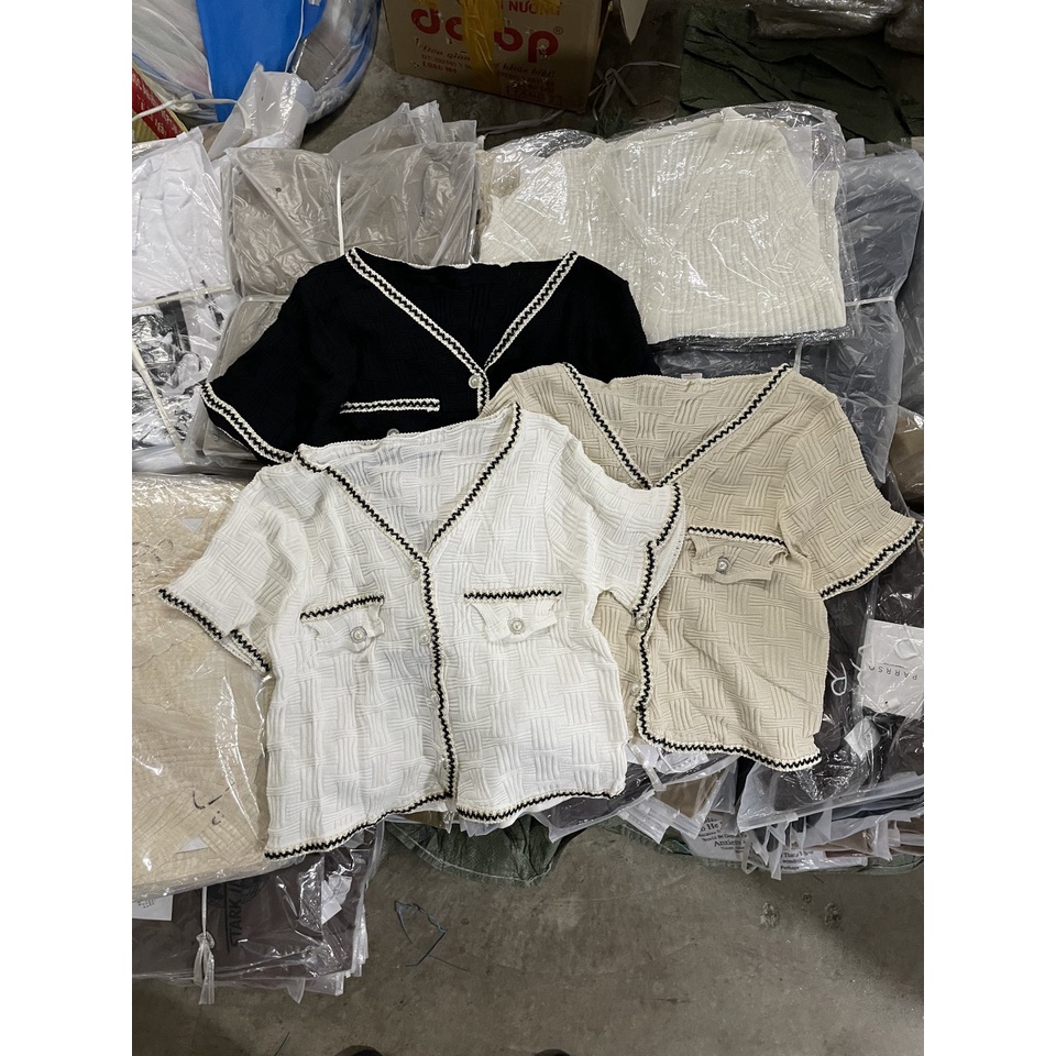Áo len dệt kim mỏng dáng crtop cài khuy mềm mịn MUỐI AolenPolo P0/K9