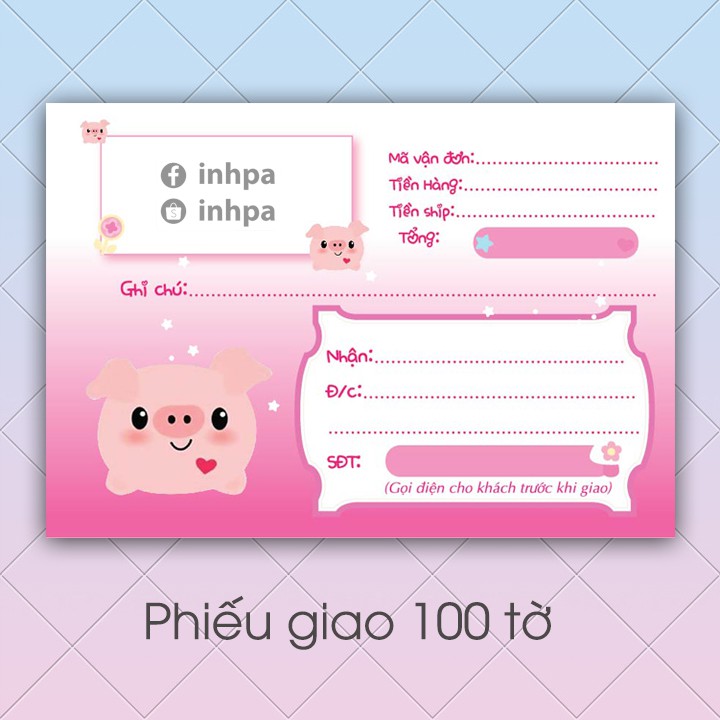 Phiếu giao Heo Vàng 100 tờ