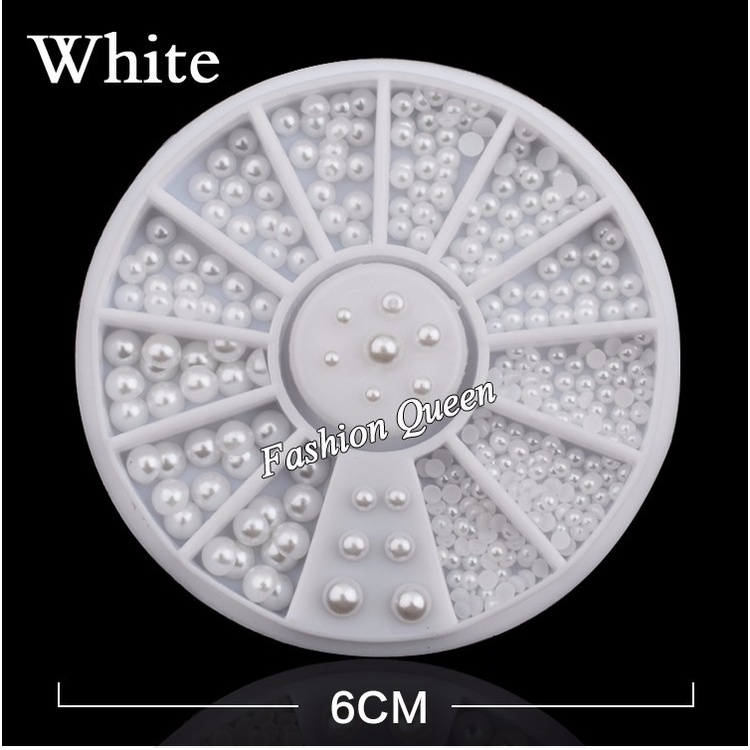 Hộp Hạt Ngọc Trai 3d Màu Trắng Tự Nhiên 4 Kích Cỡ Trang Trí Móng Tay Misscheering 202