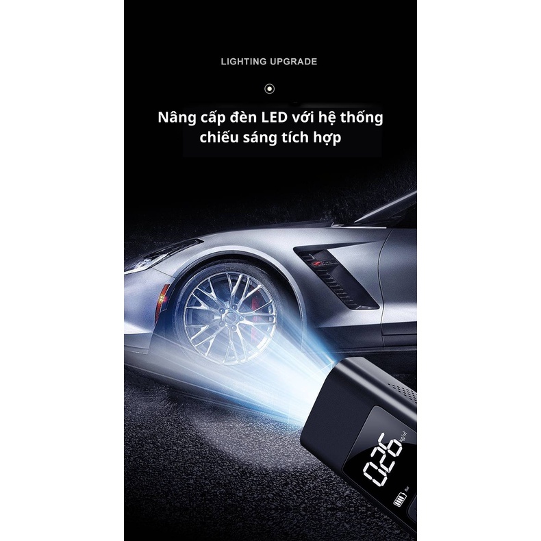 Bơm hơi tự động SASAKI tích điện kiêm sạc dự phòng - Pin 6000mah - Điện Áp 12V