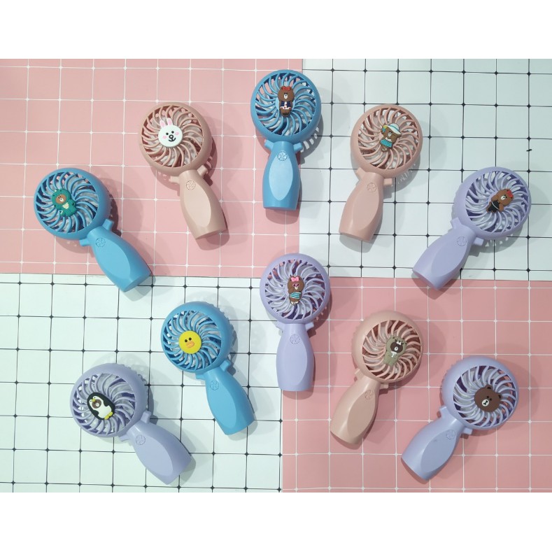Quạt sạc gấu brown thỏ cony vịt sally pastel mini cầm tay QSI50 quạt usb