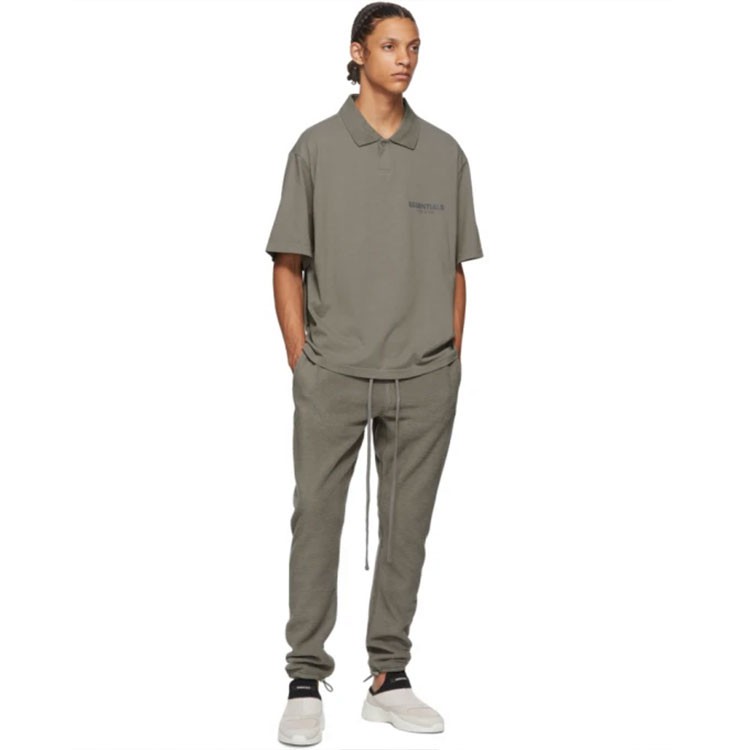 Fear OF GOD FOG ESSENTIALS Men's Lapel Cotton Polo Shirt Neck Print T-Shirt