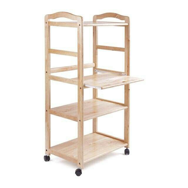 Kệ Lò Vi Sóng, Kệ Lò Nướng Có Ray Kéo 3 Tầng YOUR HOUSE Gỗ Tự Nhiên Siêu-Bền Đẹp