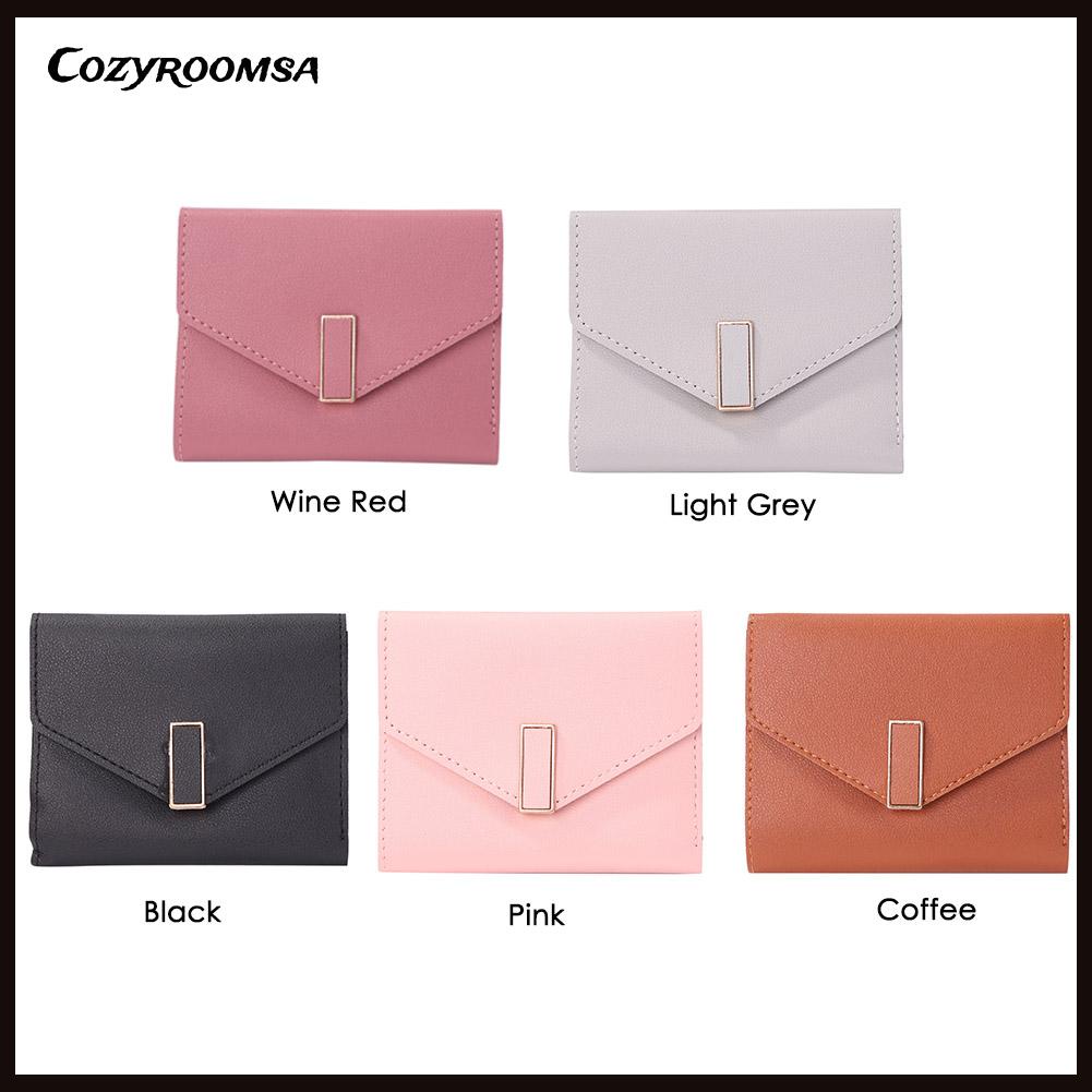 Ví da PU màu trơn thời trang đơn giản cho nữ