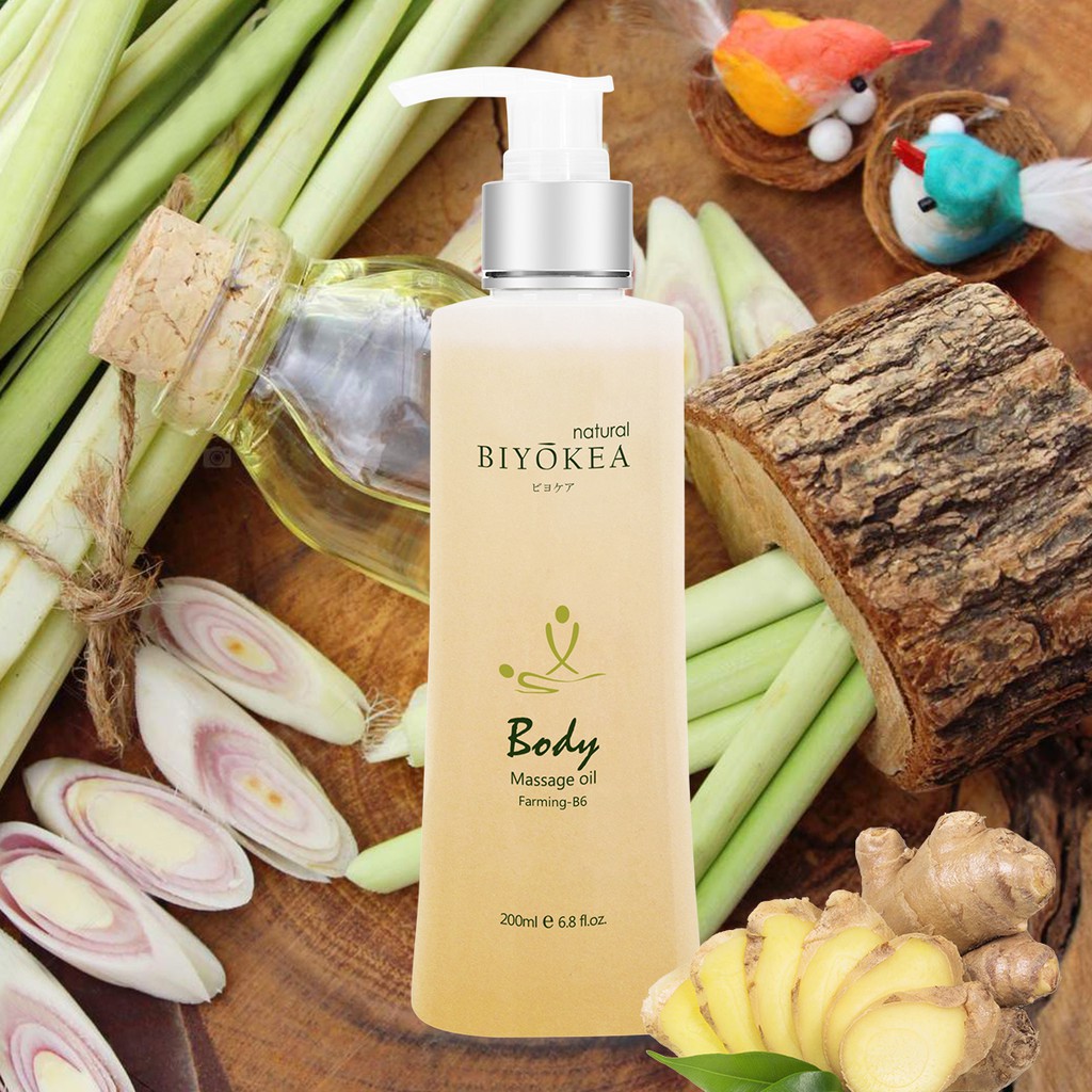 Dầu Massage Body Gừng, Sả Chanh Biyokea 200ml