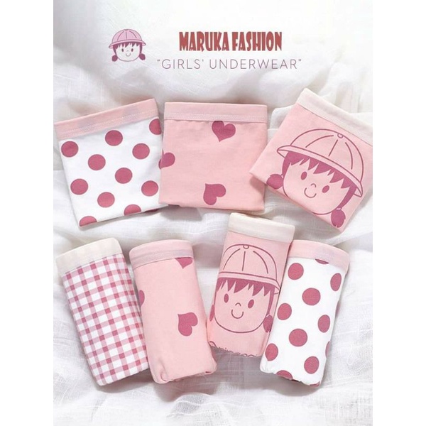 [T04 Sale mạnh] 4 quần chip bé gái Maruko, quần lót trẻ em bé gái cotton mềm mát Maruka Fashion 6-45kg