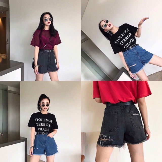 Short jean lai tua cut-out