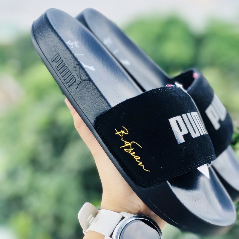 Dép unisex 𝐏𝐔𝐌𝐀 da lộn ❤️FREESHIP + Hộp❤️ dép mlb puma quai ngang hình con báo nam nữ thể thao kèm tem tag mác, bigsean