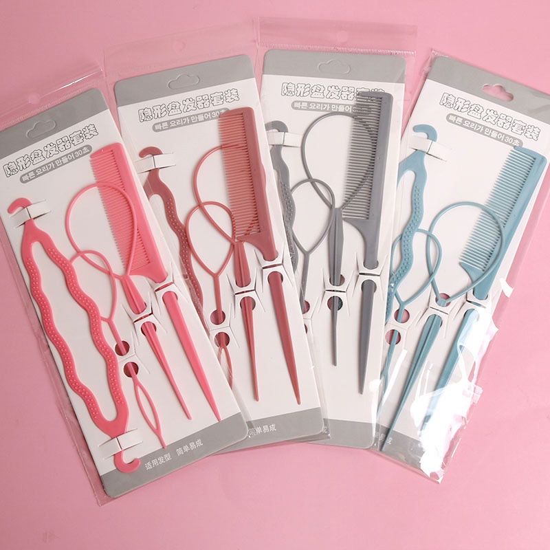 Bộ 4 dụng cụ búi tóc đa năng MÀU PASTEL giá rẻ cho nữ B08