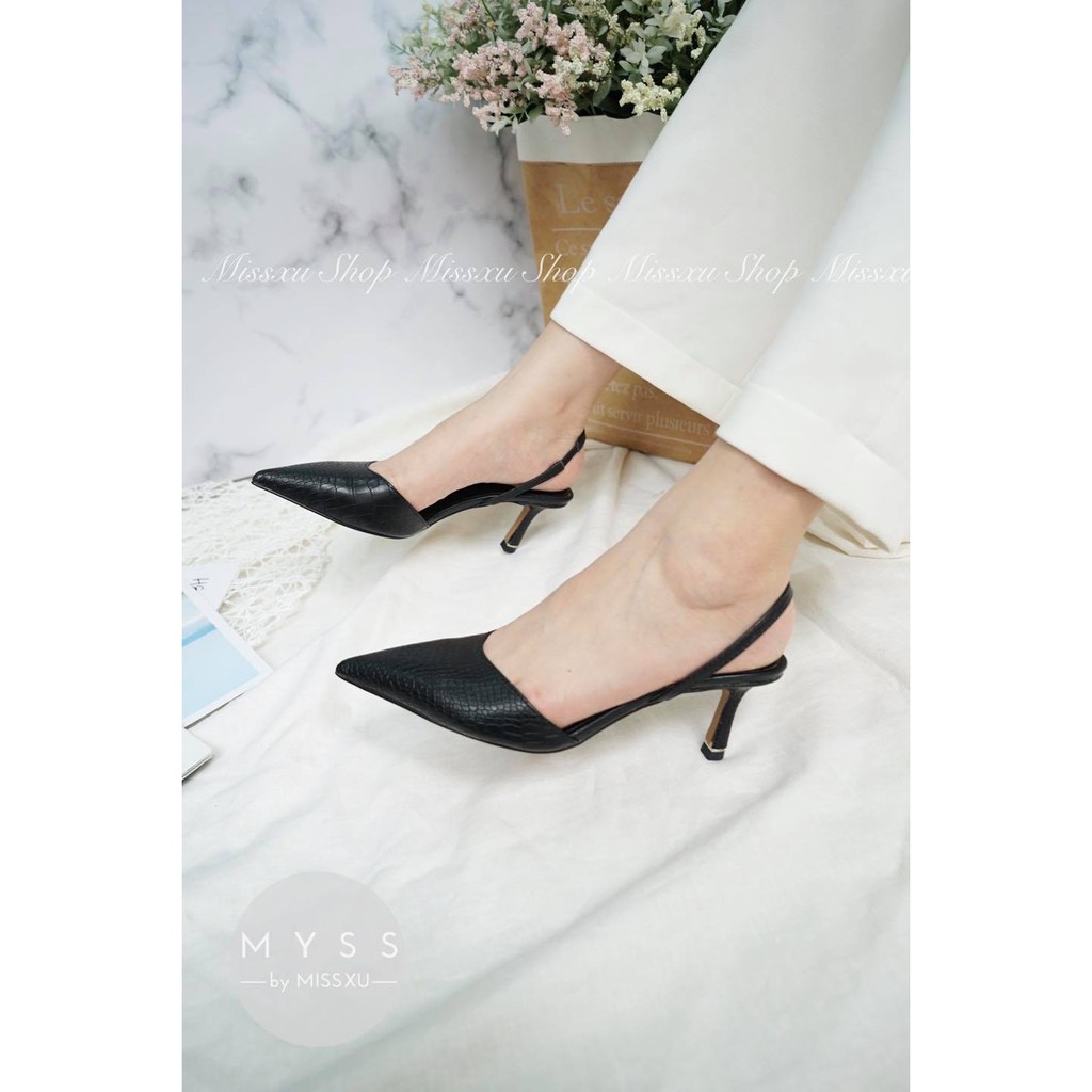 Giày nữ mũi nhọn 5 cm cài quai sau giả da rắn thời trang MYSS - CG169