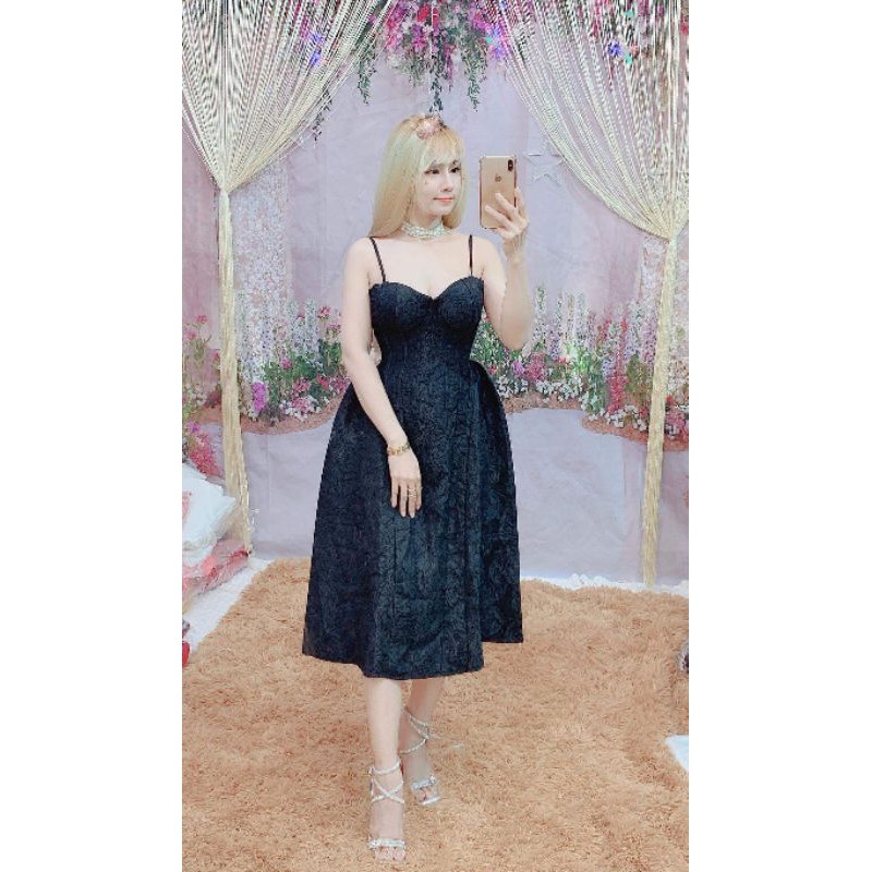 Đầm dây công chúa phồng cúp gấm anh thât