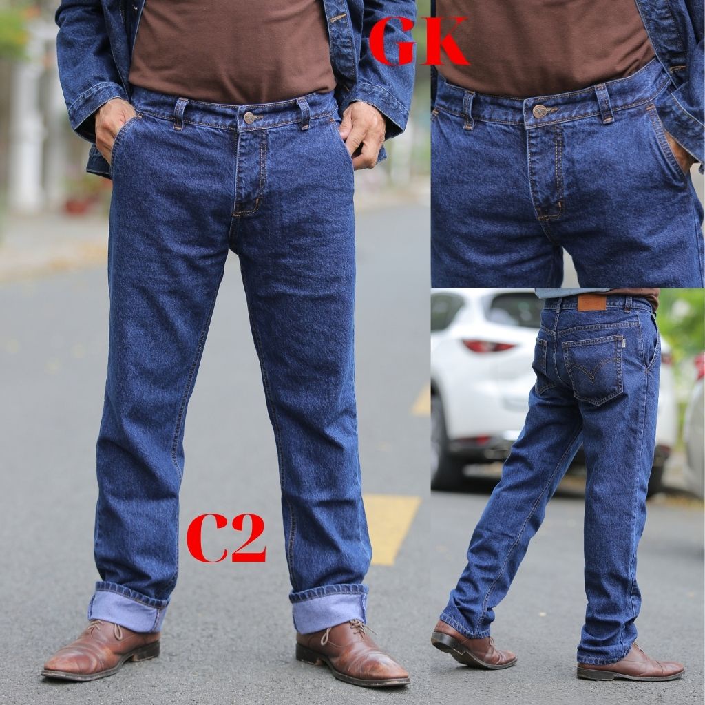 Quần jean ống suông ,chất cotton không co giản ,ống rộng 19-21cm ,full size 28-36 ,quần bò trung niên cao cấp