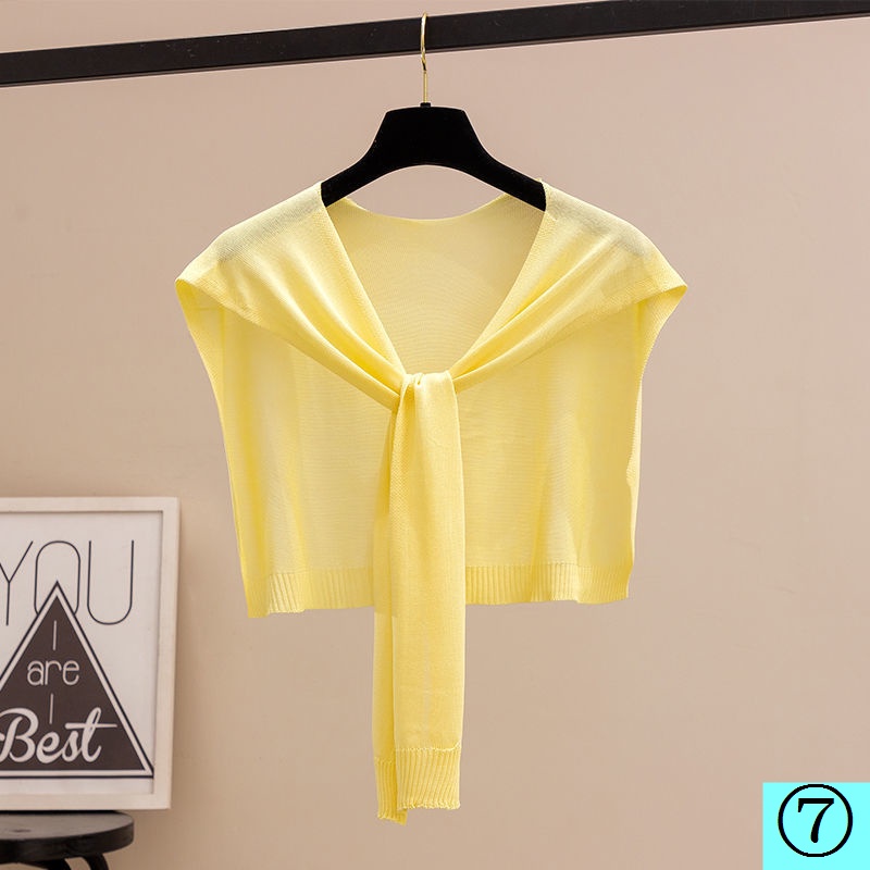 Áo Sơ Mi Nhỏ Vải Lụa Lạnh Dệt Kim Mỏng Nhẹ Bảo Vệ Vai Phong Cách Mới Thời Trang Mùa Hè Năm 2021 Dành Cho Bạn Nữ