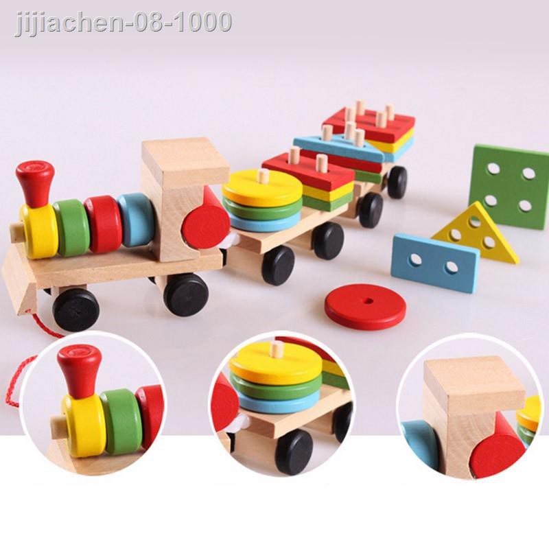 ✼卐❈Đồ chơi lắp ghép hình xe tàu hoả bằng gỗ học cho trẻ em