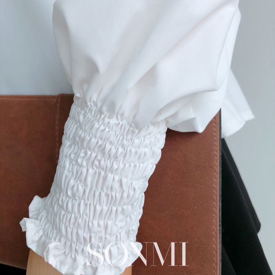 Sơ Mi Nữ Form Rộng Tay Dài SONMI Hàn Quốc Thiết Kế Cao Cấp Cổ Nơ 2 Màu Trắng Đen Lụa Hàn LYNDEN MIA