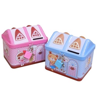 Két sắt mini hình ngôi nhà có ổ khóa