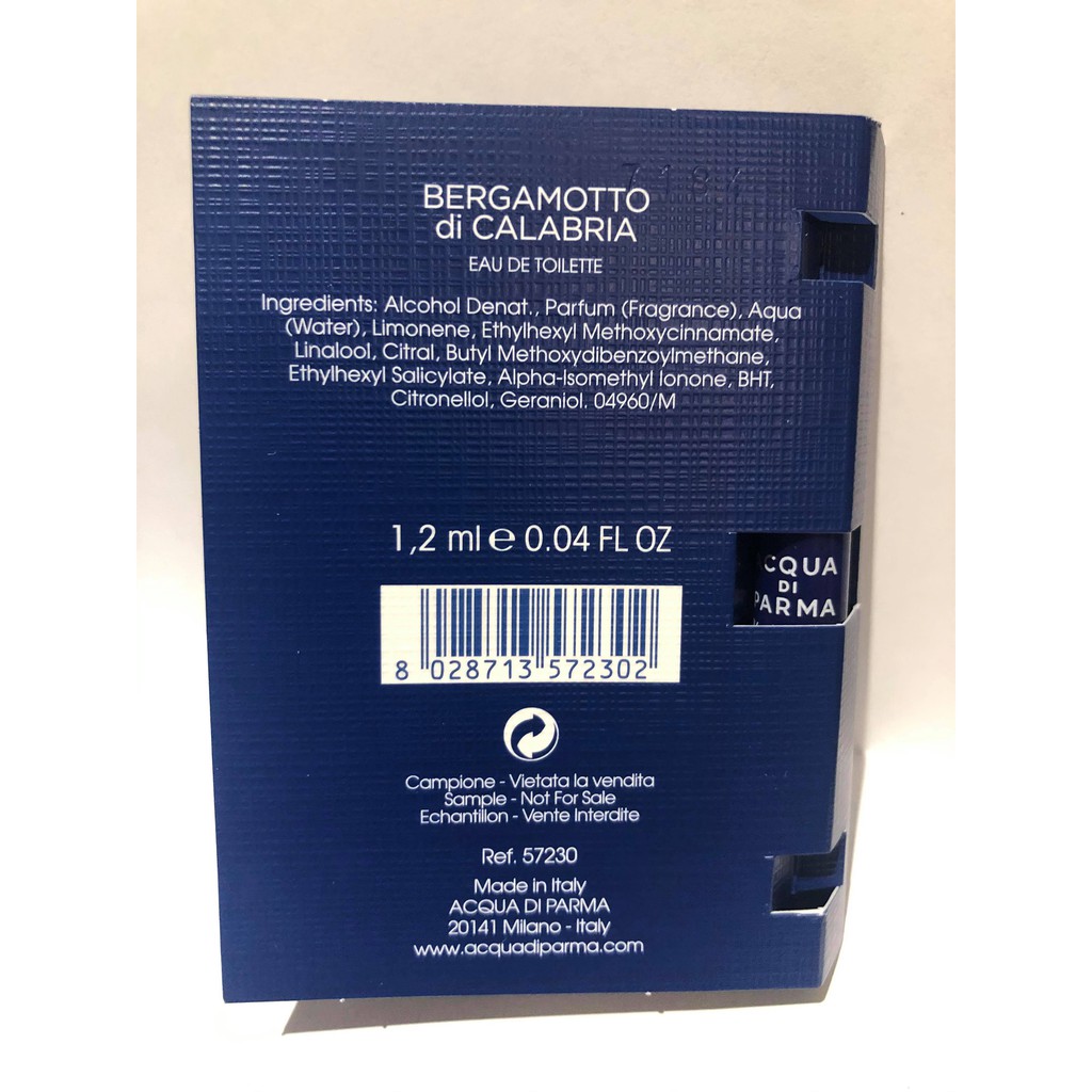 Nước hoa Acqua Di Parma Blu Mediterraneo Bergamotto Di Calabria vial 1.5ml | BigBuy360 - bigbuy360.vn