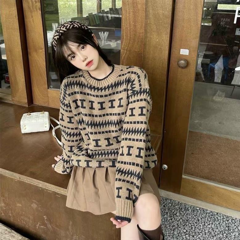 Áo len thổ cẩm nữ, áo len from rộng tay dài chất len cực dày cổ tròn phom chuẩn dễ mặc dễ phối đồ siêu phẩm về làng | BigBuy360 - bigbuy360.vn