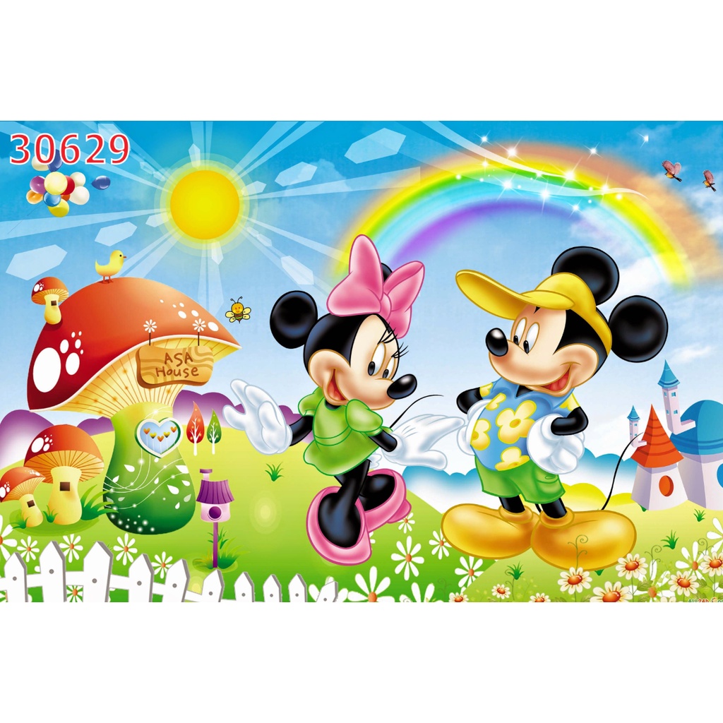 Tranh Dán Tường Trẻ Em Chủ Đề CHUỘT MICKEY chất liệu chống thấm nước 3D