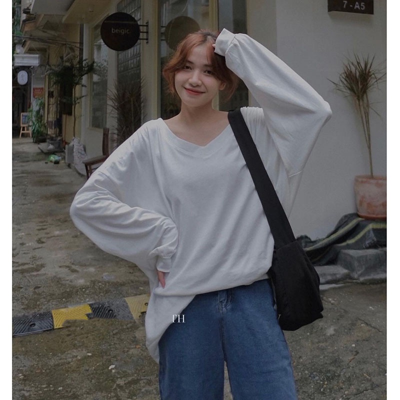 Áo Thun Trơn Cổ Tym Dài Tay Siêu Xinh M2111- Lolla_Fashion