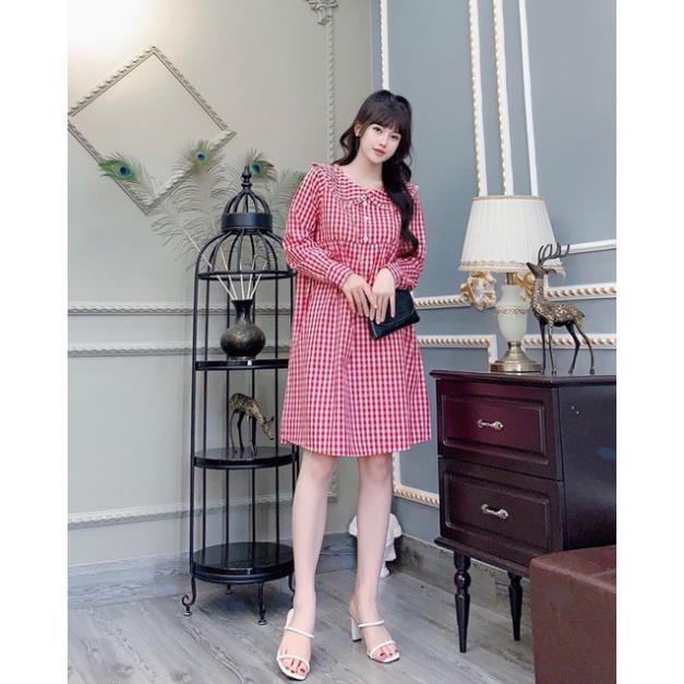 [Hàng cao cấp]Váy bầu thiết kế sang chảnh☘️đầm bầu hè thu mặc đi làm đi chơi đều đc☘️chất kẻ hàn loại1☘️freesize 43-68kg