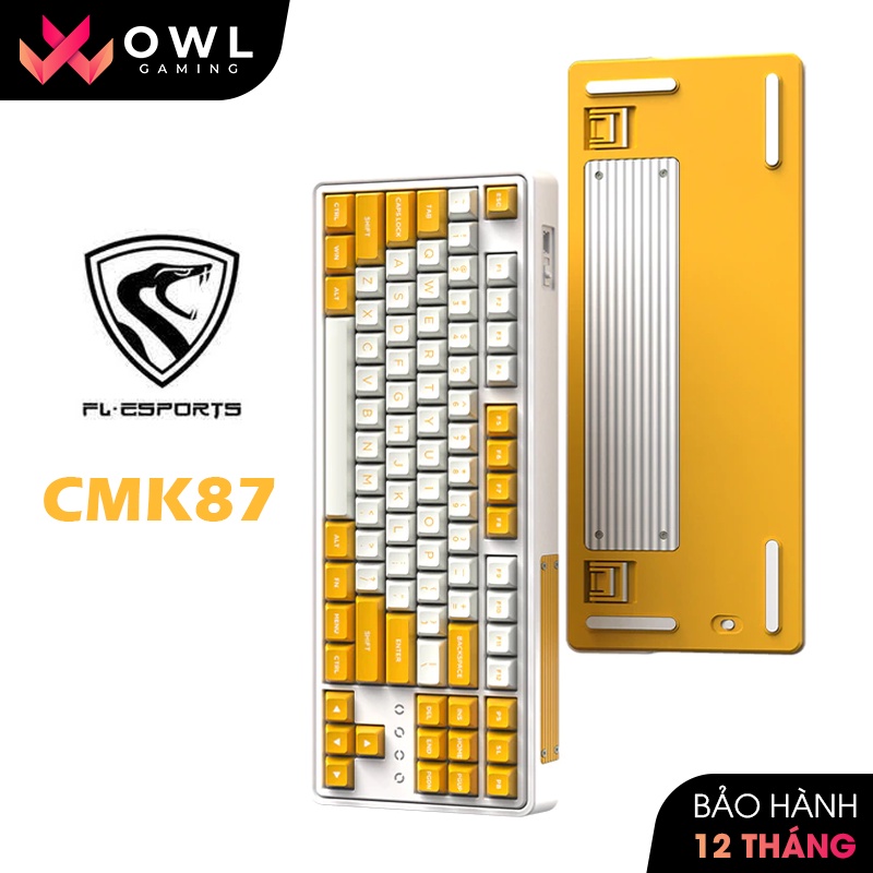 Bàn phím cơ FL-Esports CMK87 Yellow &amp; White 3 Mode (Type-C / Bluetooth / 2.4G) - Hàng chính hãng