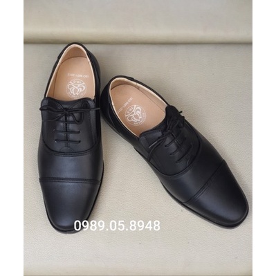 Giày da nam công sở, giày tây da bò thật lịch lãm màu đen Mã PN08