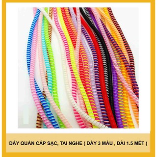 Dây quấn cáp sạc, tai nghe ( dây 3 màu , dài 1.5