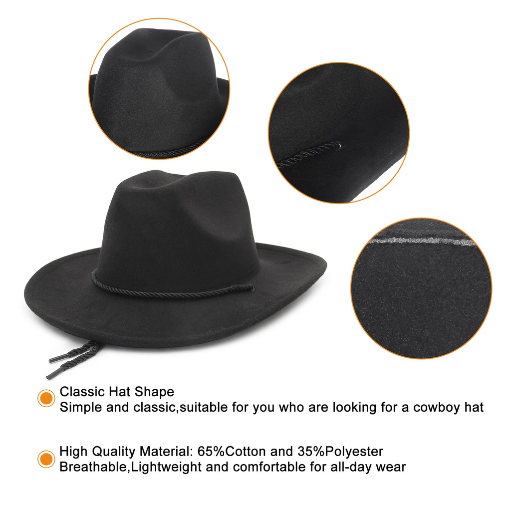 Nón Vành Rộng Màu Trơn Phong Cách Cao Bồi Phương Tây Cổ Điển Thời Trang