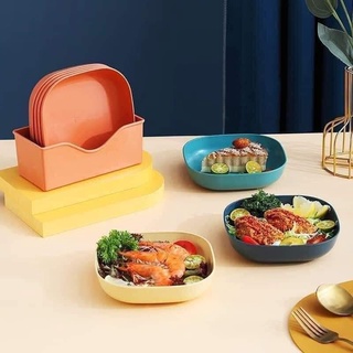 Set 5 Đĩa Lúa Mạch Kèm Khay