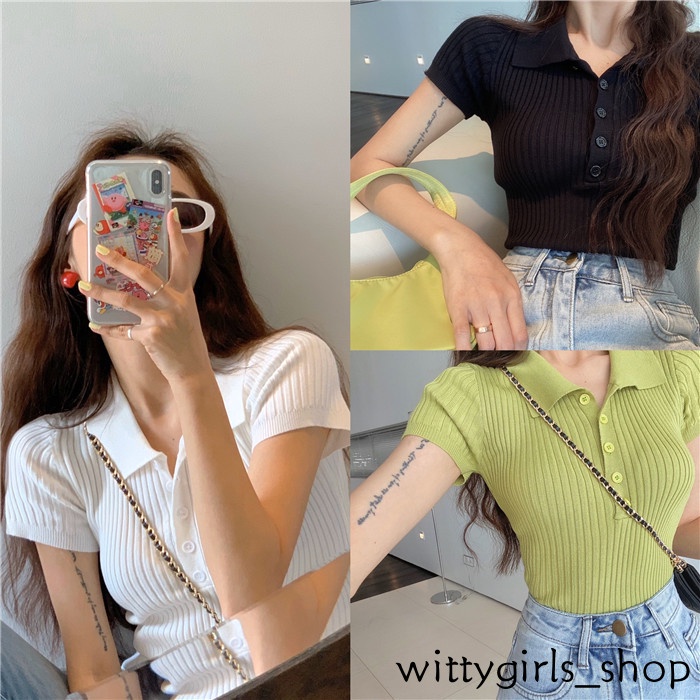 Áo Thun Nữ Ngắn Tay Cổ Polo Thời Trang