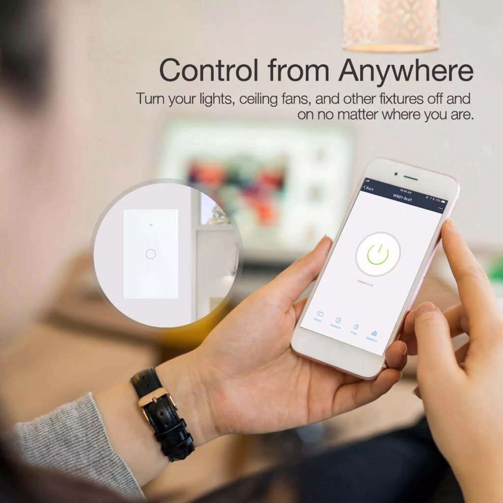 Công Tắc Thông Minh Wifi Tuya 1/2/4 Nút cảm ứng có RF433-Hình chữ nhật,điểu khiển từ xa-Bảo Hành 12 Tháng
