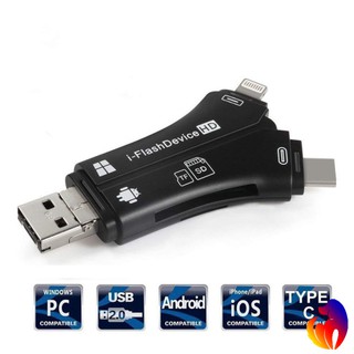 Đầu đọc thẻ cho ip/Micro USB/USB Loại-C/USB SD 4 trong 1