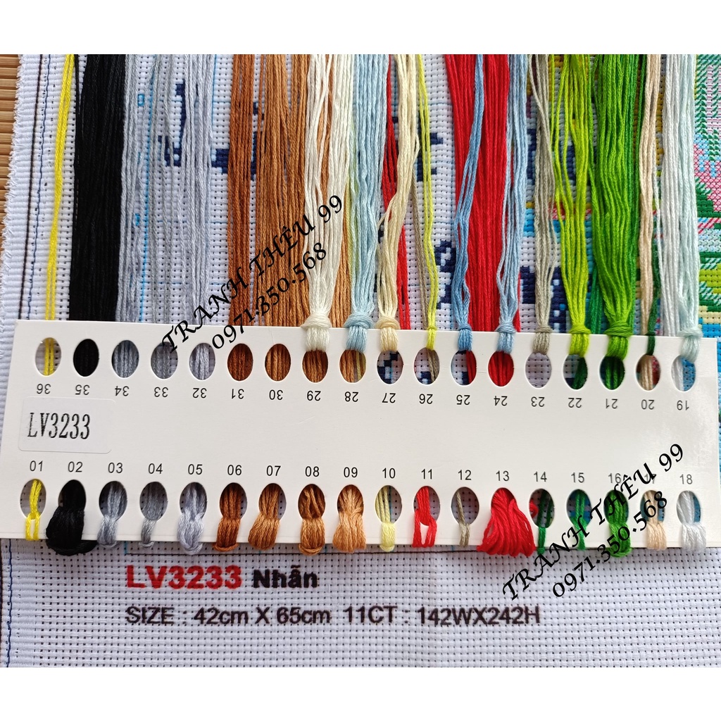 Tranh thêu chữ thập Nhẫn LV3233-42x65cm