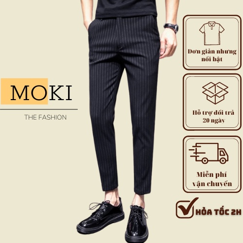 Quần âu nam kẻ sọc MOKI chất vải cotton cao cấp , chuẩn thiết kế hàn quốc, cực tôn dáng, lịch sự, trẻ trung