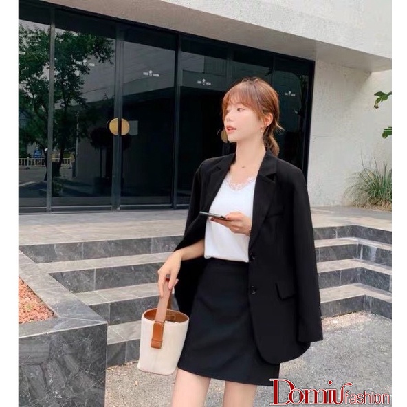 Áo Blazer tay dài màu trơn cho nữ- Áo Blazer Vest Nữ 1 Lớp - Domiu HX04